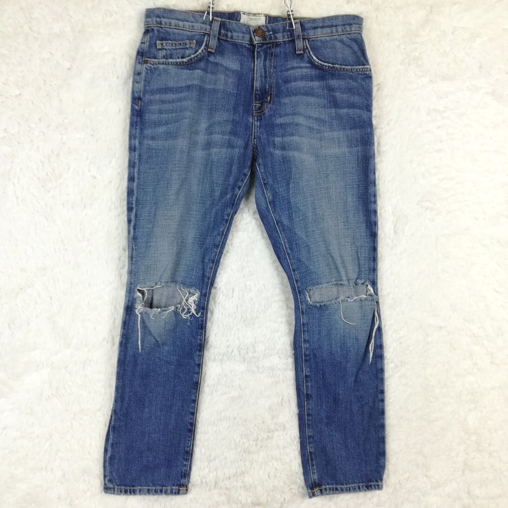 Current/Elliott Womens Jeans The Fling Boyfriend Denim Tidal Wave Destroy 29